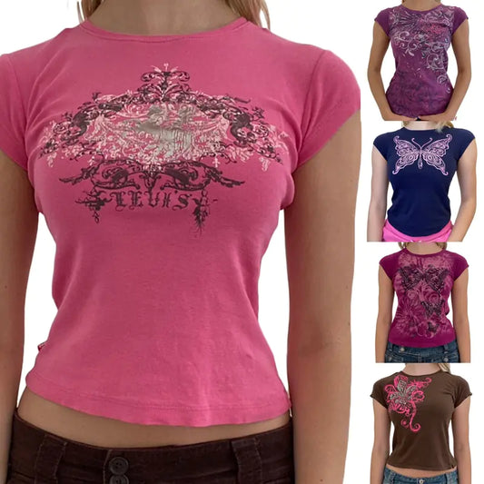 Women's Vintage Printed Short Sleeve T-Shirt