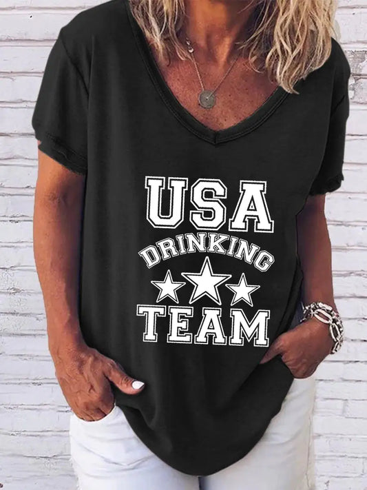 Women's "USA Drinking Team" Print Shirt